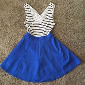 Modcloth Striped Dress Blue Skirt by Double Zero